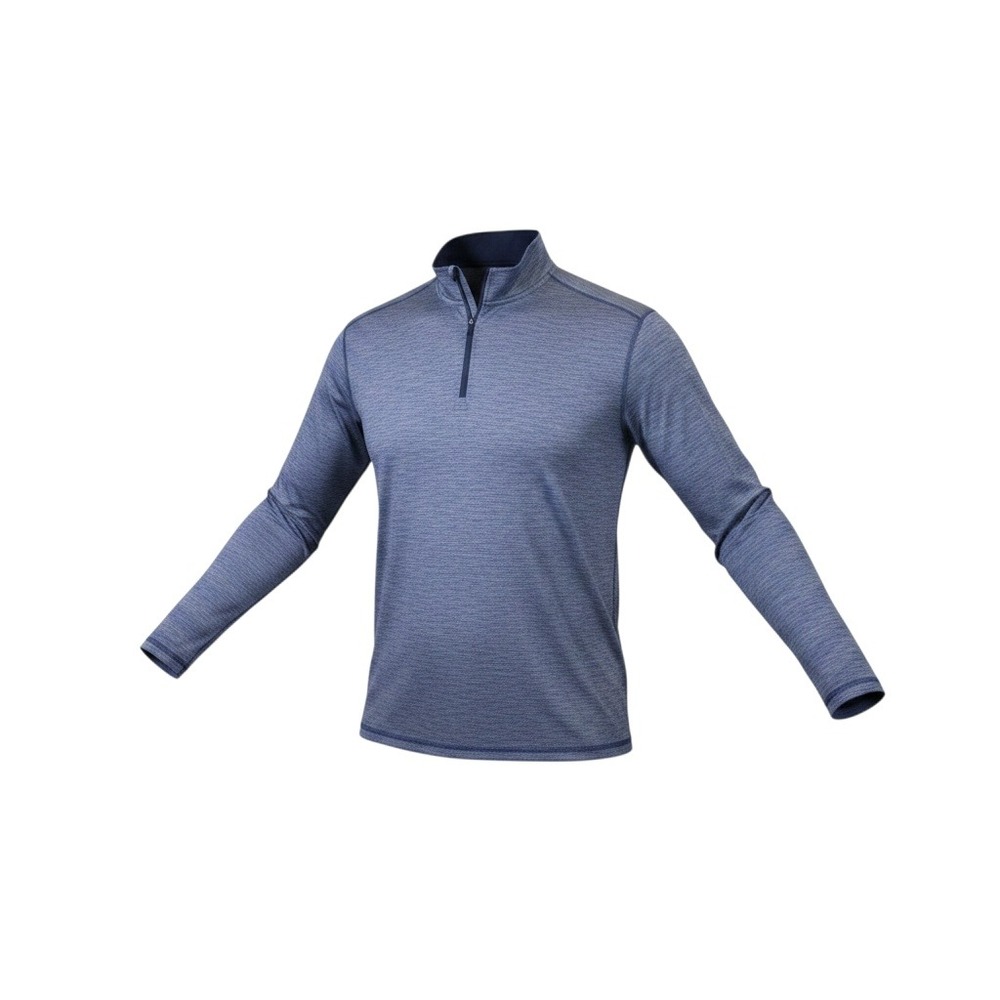 Maelreg Mens 2XL Blue Striped Quarter Zip Performance Pullover Long Sleeve Shirt